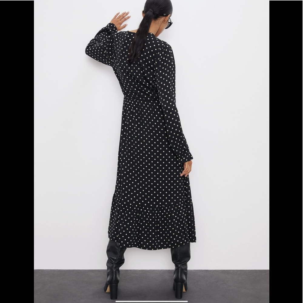 🤍 Zara Polka Dot Midi Dress 9006/164 sz Large - Picture 3 of 8